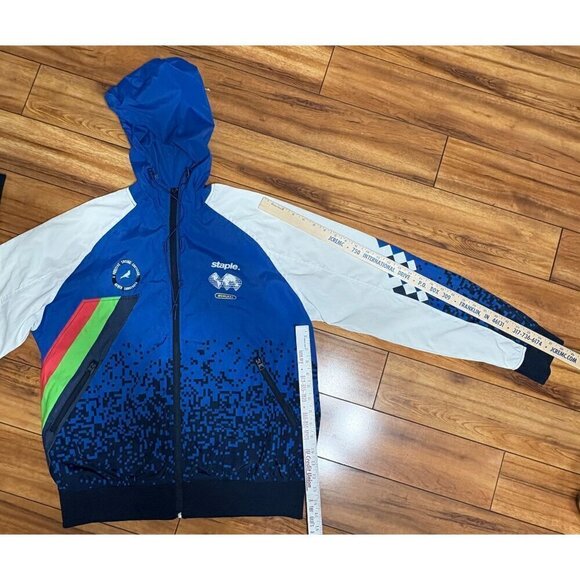 Staple Mens Large Hooded Full-Zip Windbreaker Jacket  Graphic Design Multicolor - Picture 5 of 12